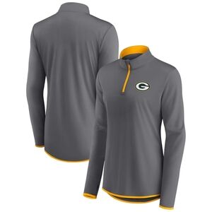 Green Bay Packers Women's Long Sleeve 1/4 Zip Top - Gray M